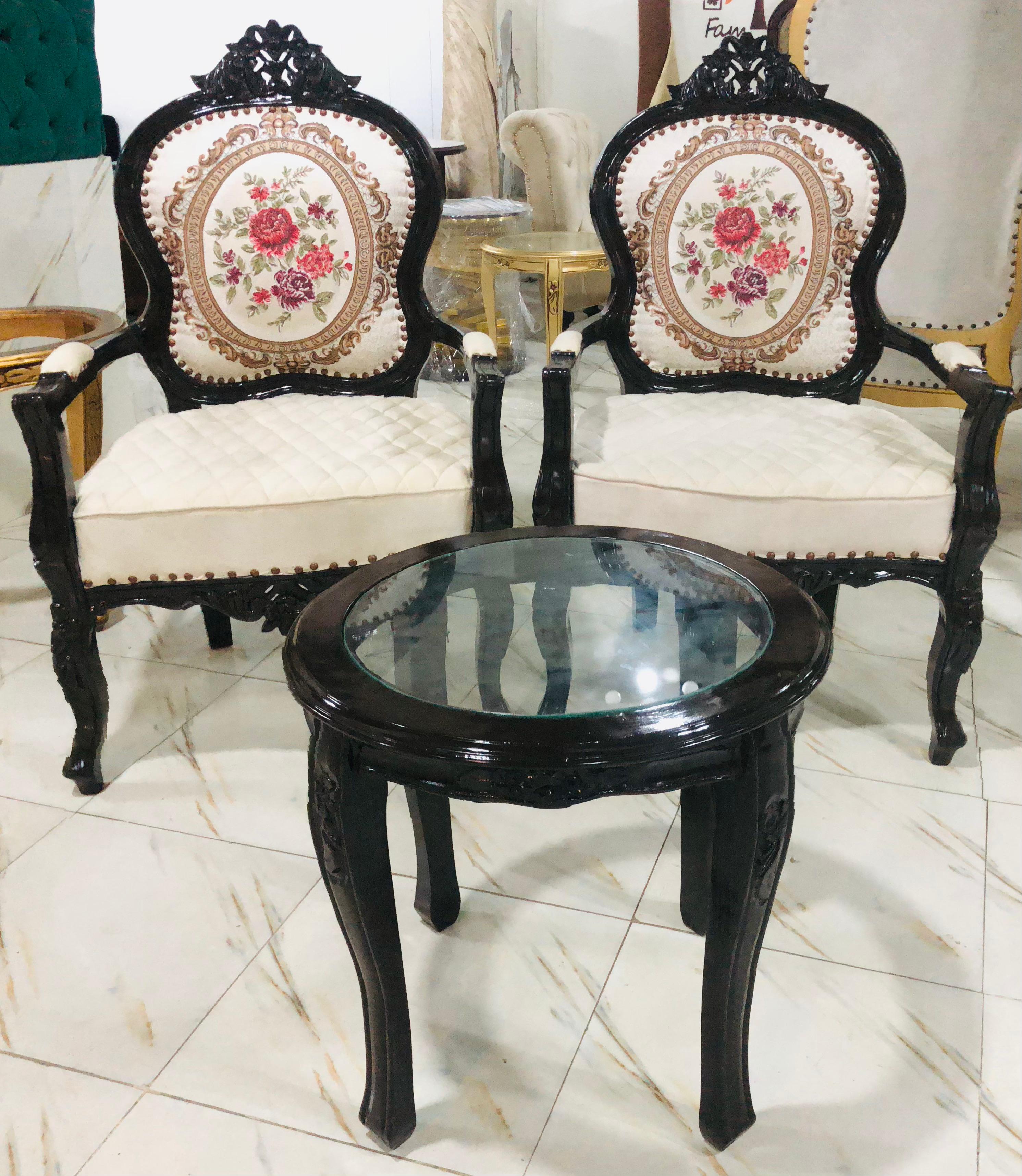 2 Chairs With Center Round Table